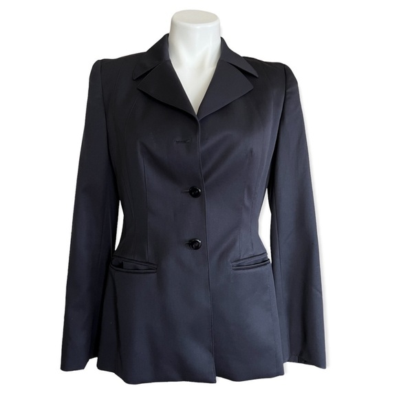 ESCADA Vintage Single Breasted Deep Navy 3 Button Blazer Size 34/XS - Picture 1 of 12